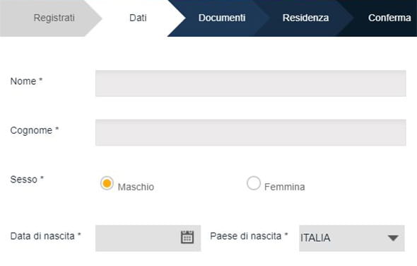 Il modulo di registrazione presente nel casinò NetBet. Esso è da compilare con informazioni personali e credenziali di accesso.