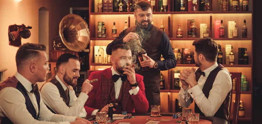 A waiter serving drinks.