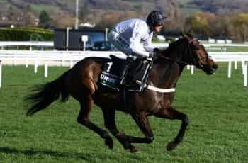 Constitution Hill approaches the final flight in the 2023 Champion Hurdle.