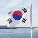 Korea flag on the sea.