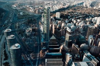 An aerial photo of Santiago, Chile.