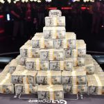 A pile of cash awaits a tournament winner at the World Series of Poker.